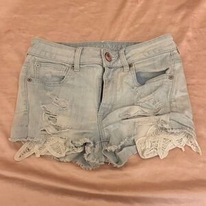 American Eagle Outfitters Light Wash Distressed Jean Shorts